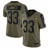 Nike Green Bay Packers 33 Aaron Jones 2021 Olive Salute To Service Limited Jersey Dyin,baseball caps,new era cap wholesale,wholesale hats